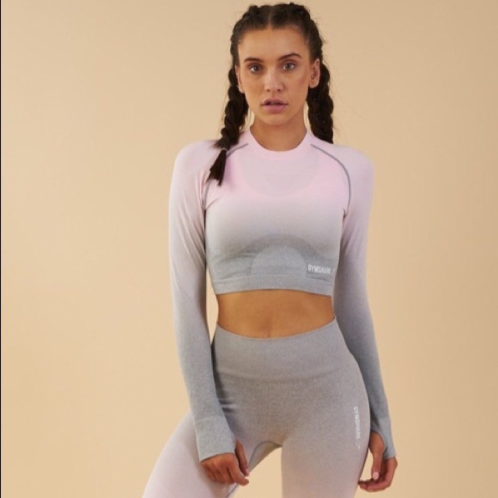 Ombre seamless cropped long sleeve top